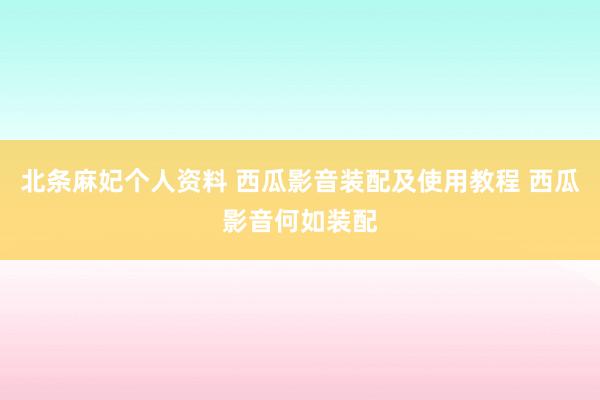 北条麻妃个人资料 西瓜影音装配及使用教程 西瓜影音何如装配
