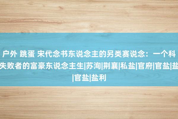 户外 跳蛋 宋代念书东说念主的另类赛说念：一个科举失败者的富豪东说念主生|苏洵|荆襄|私盐|官府|官盐|盐利