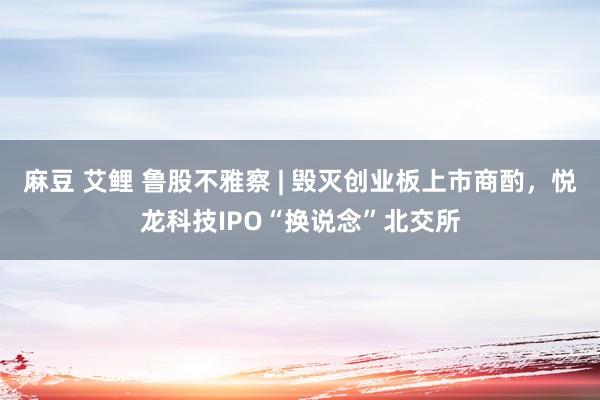 麻豆 艾鲤 鲁股不雅察 | 毁灭创业板上市商酌，悦龙科技IPO“换说念”北交所