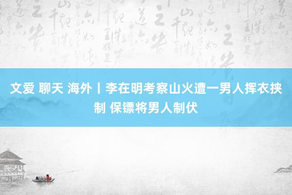文爱 聊天 海外丨李在明考察山火遭一男人挥衣挟制 保镖将男人制伏