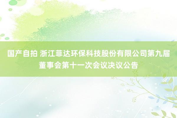国产自拍 浙江菲达环保科技股份有限公司第九届董事会第十一次会议决议公告