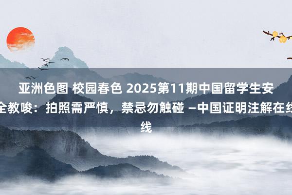 亚洲色图 校园春色 2025第11期中国留学生安全教唆：拍照需严慎，禁忌勿触碰 —中国证明注解在线
