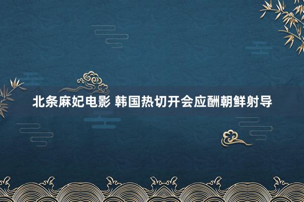 北条麻妃电影 韩国热切开会应酬朝鲜射导