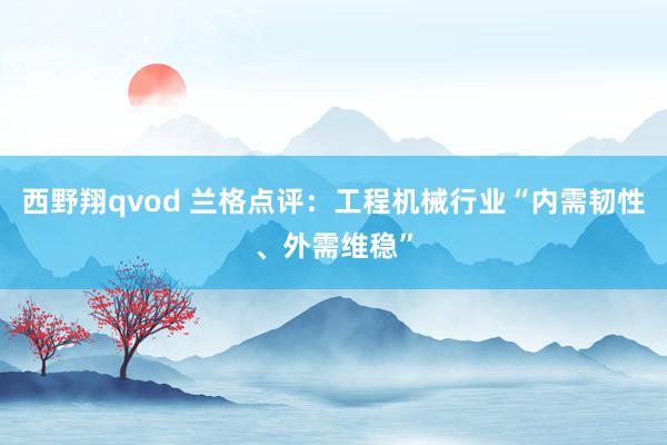 西野翔qvod 兰格点评：工程机械行业“内需韧性、外需维稳”