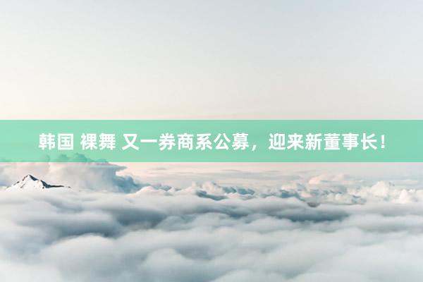 韩国 裸舞 又一券商系公募，迎来新董事长！