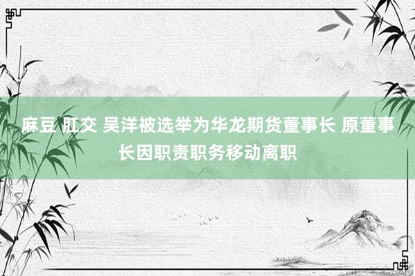 麻豆 肛交 吴洋被选举为华龙期货董事长 原董事长因职责职务移动离职