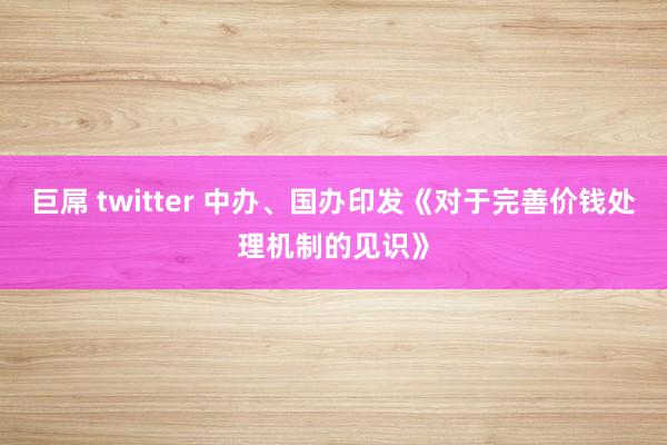 巨屌 twitter 中办、国办印发《对于完善价钱处理机制的见识》